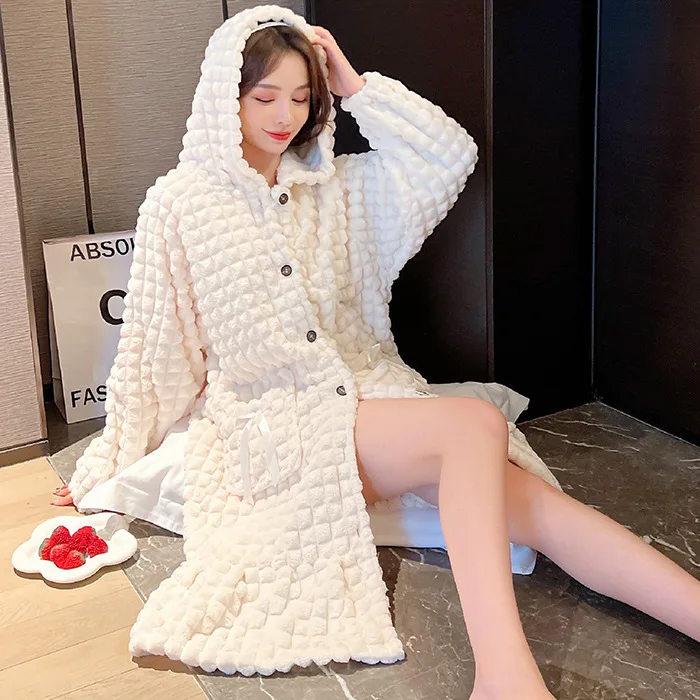 Peignoir de bain en éponge femme