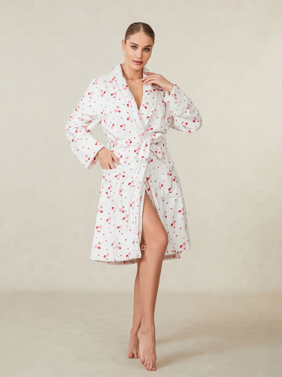 Peignoir de bain en éponge femme