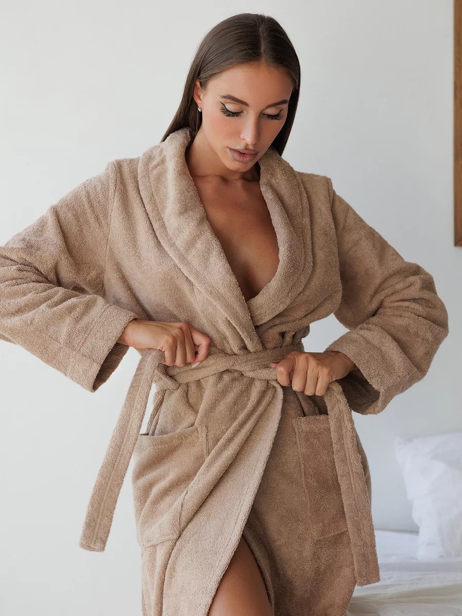 Peignoir de bain femme en eponge